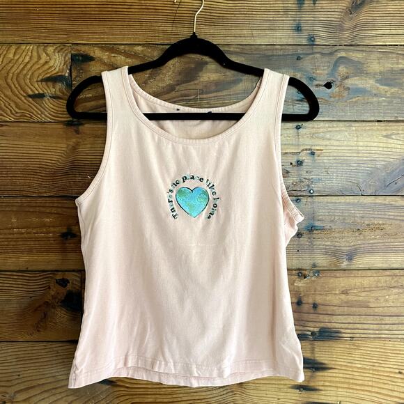 Light pink embroidered t shirt tank womens medium - Picture 3 of 4